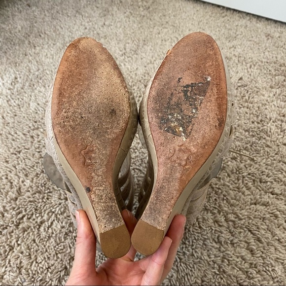 Alexandre Birman Blush Croc Reptile Leather Wedges - Picture 8 of 10